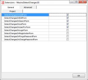 Advanced Setting of MasinoDetectChanges10 extension.
